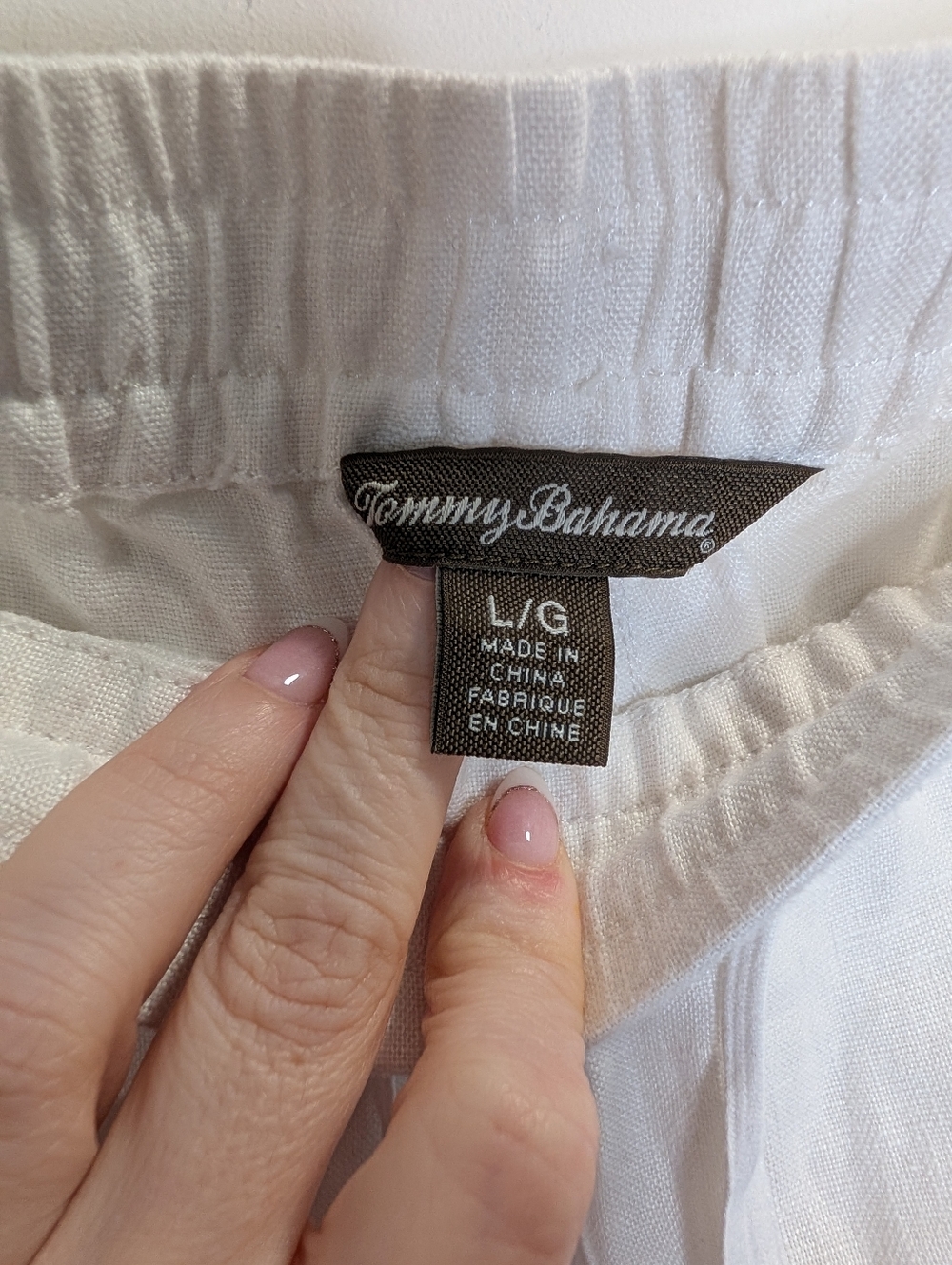 Tommy Bahama 100% Linen Drawstring Shorts White L Relaxed Beachy - Picture 3 of 5